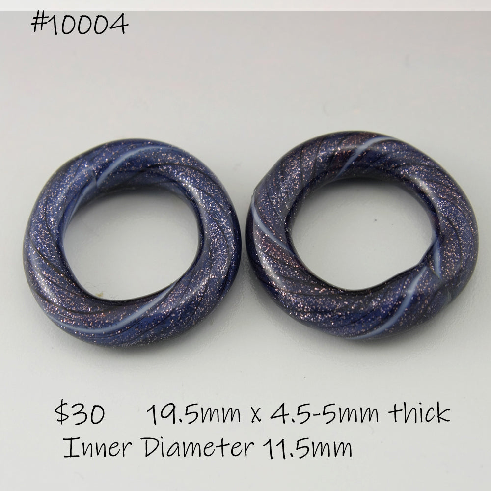 Purple Blue Sparkle with Black Pinstripes Twist Circle Pair