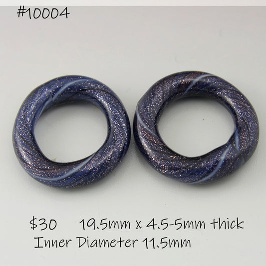 Purple Blue Sparkle with Black Pinstripes Twist Circle Pair