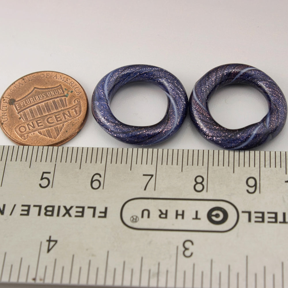 Purple Blue Sparkle with Black Pinstripes Twist Circle Pair