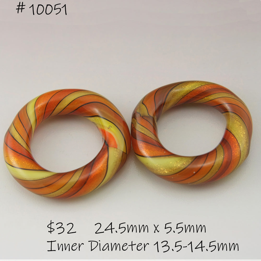 Red, Orange, Yellow, Black with Sparkle Twist Circle Pair