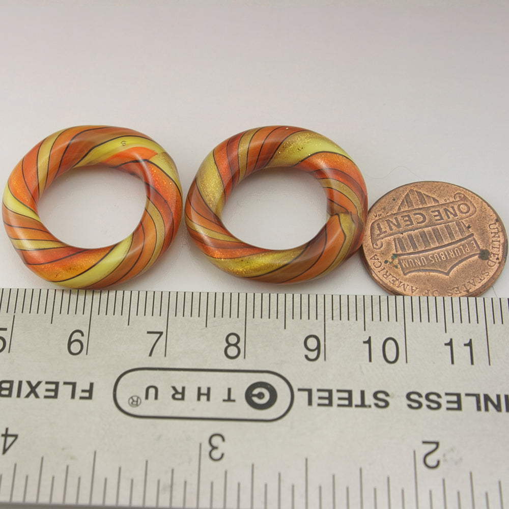 Red, Orange, Yellow, Black with Sparkle Twist Circle Pair