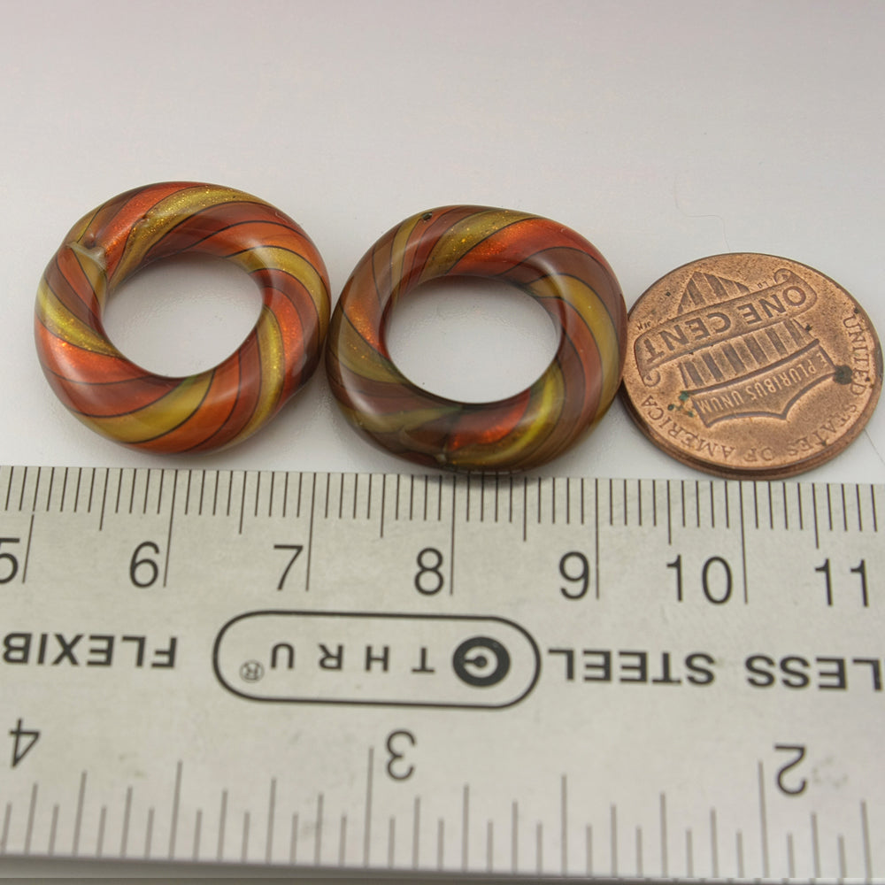 Red, Orange, Yellow, Black with Sparkle Twist Circle Pair