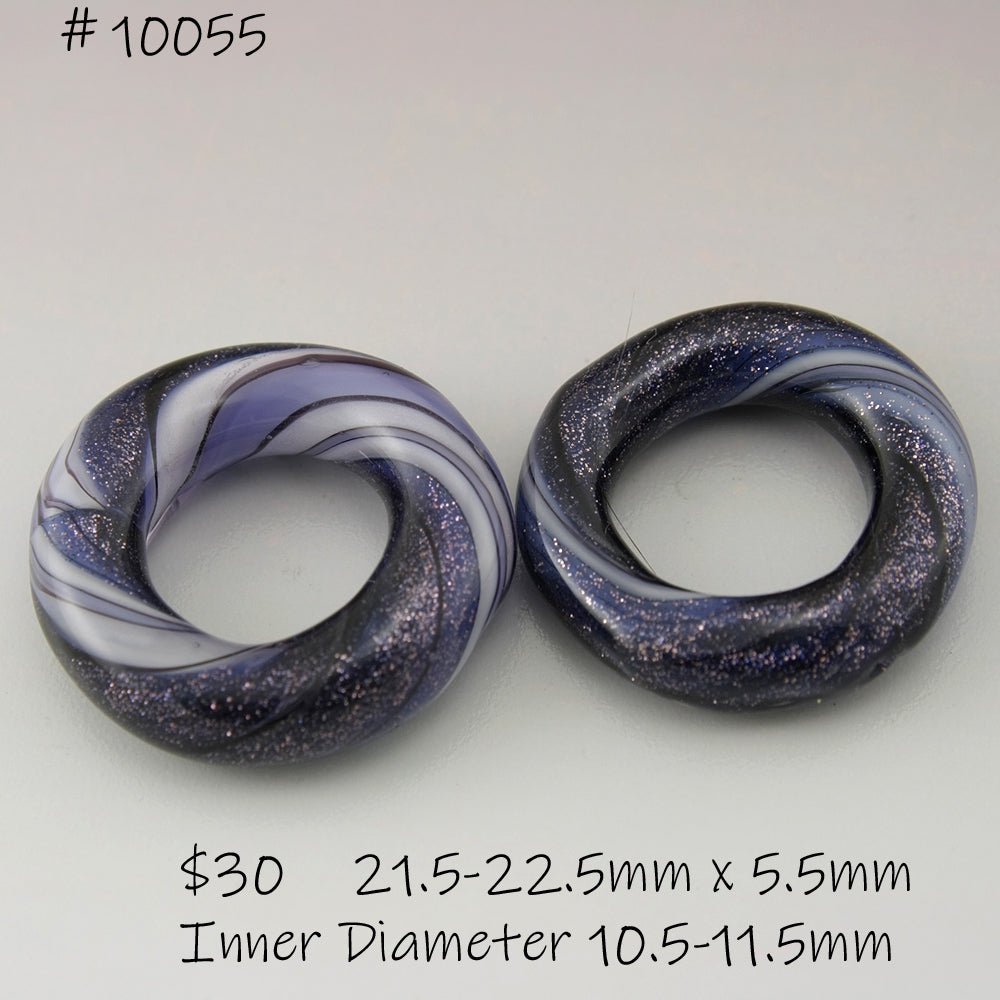 Purple Blue Sparkle with Black Pinstripes Twist Circle Pair