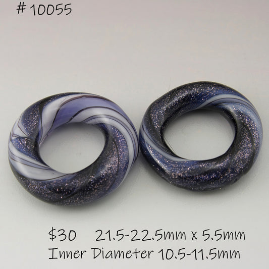 Purple Blue Sparkle with Black Pinstripes Twist Circle Pair