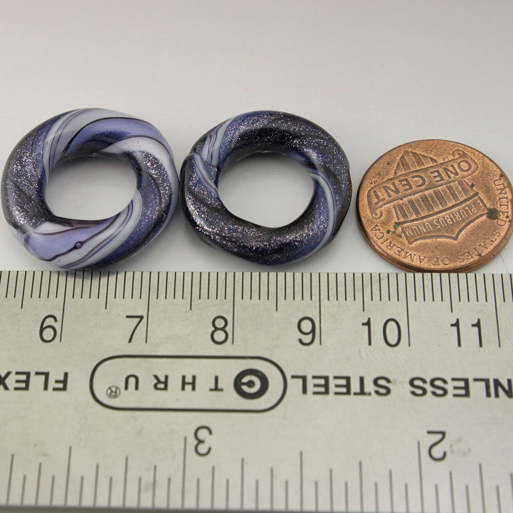 Purple Blue Sparkle with Black Pinstripes Twist Circle Pair