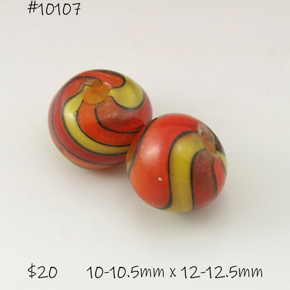 Orange Yellow Red Black Sparkle Twist Round Pair