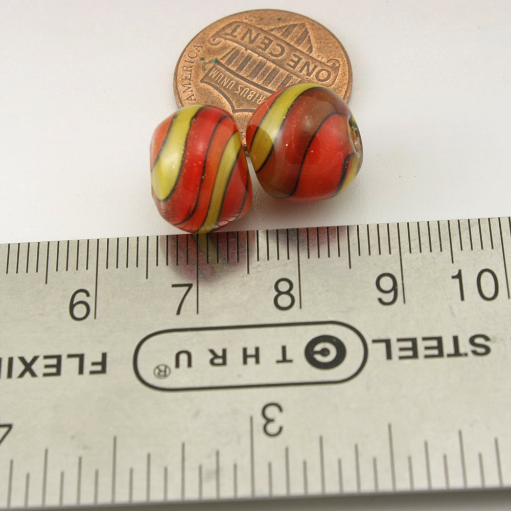 Orange Yellow Red Black Sparkle Twist Round Pair