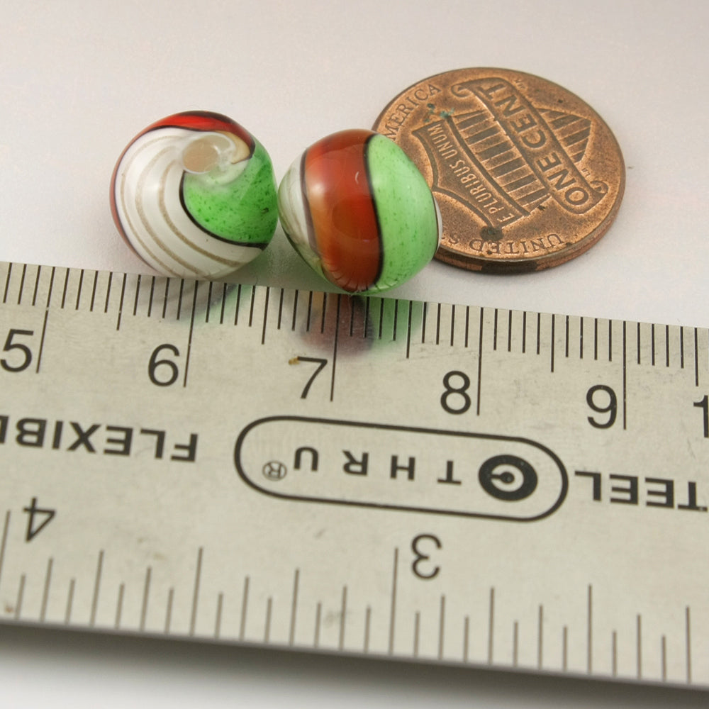 Red Green White Goldstone Sparkle Twist Round Pair