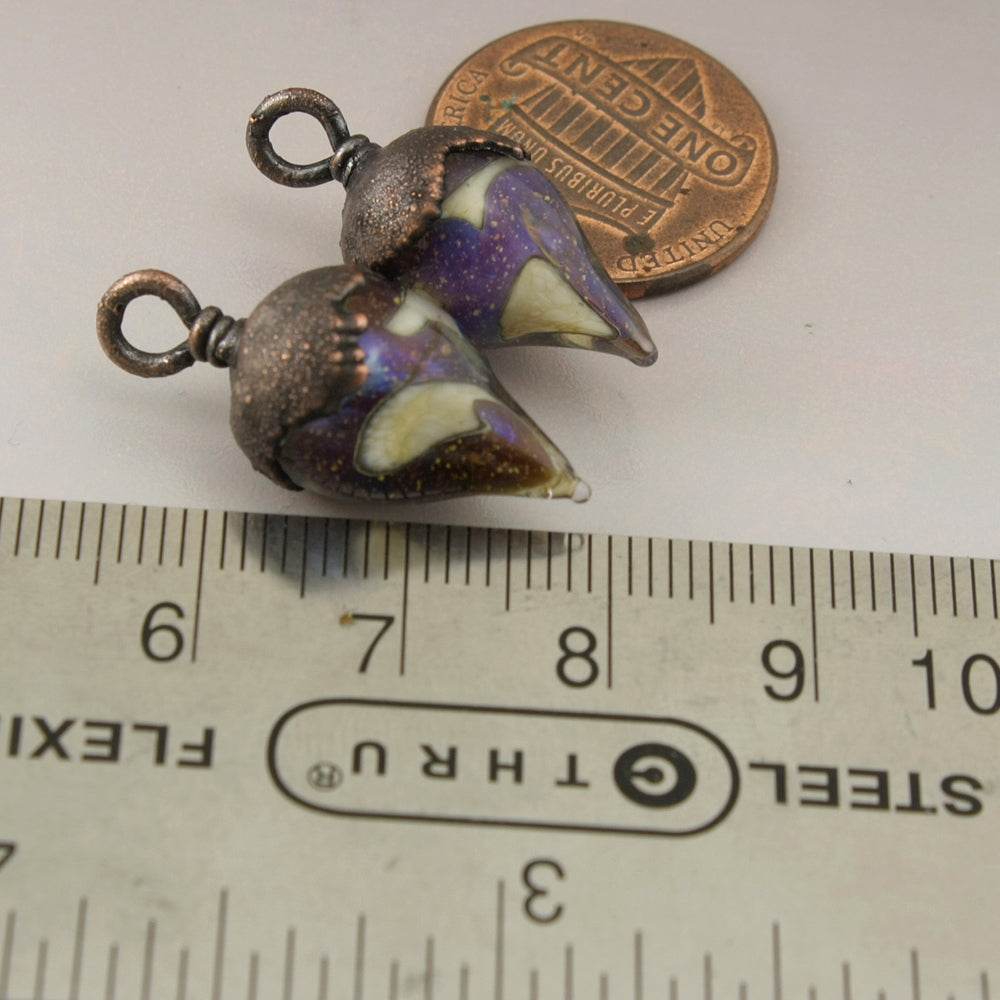 Purple Speckled Luster and Ivory Drops with Copper Electroforming