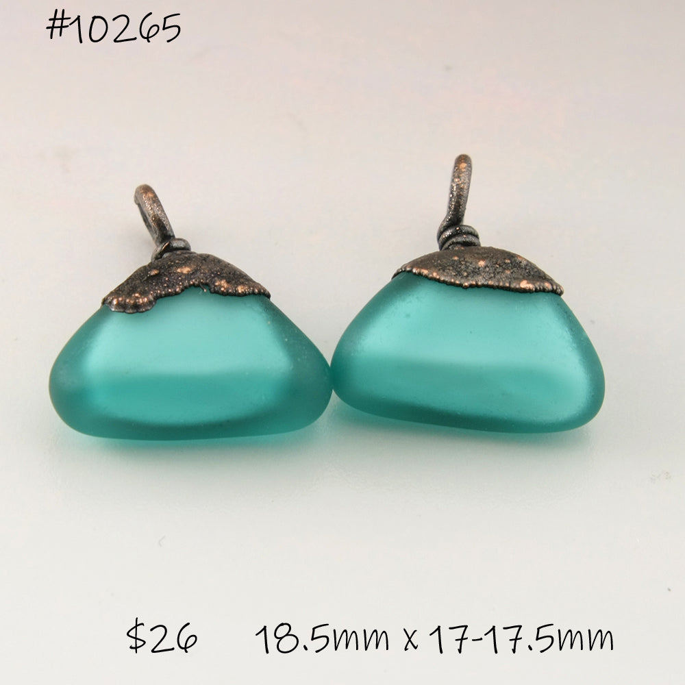 Teal Geometric Triangles with Copper Electroforming Pair