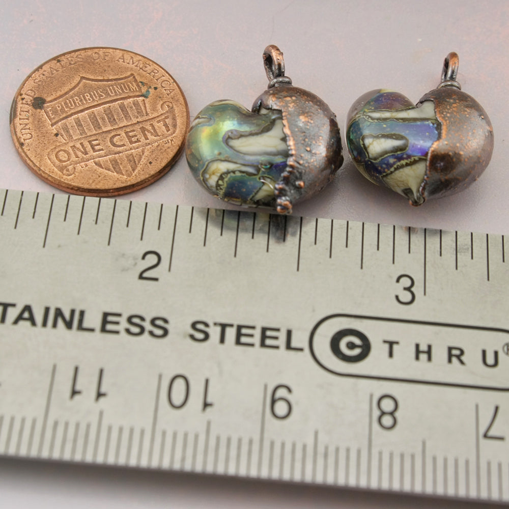 Ivory Purple Speckled Hearts with Copper Electroforming