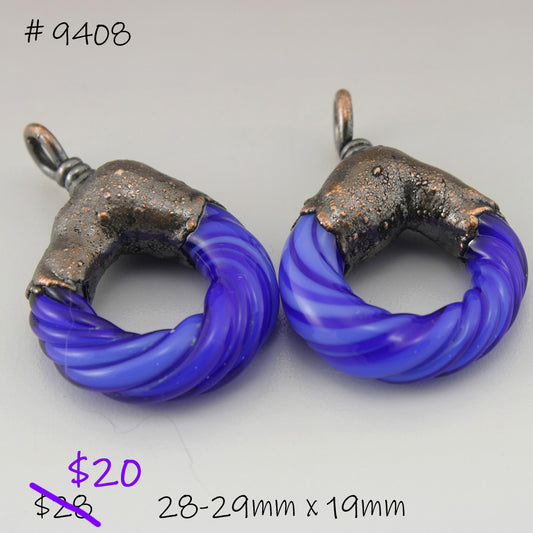 Dark Blue Textured Circles with Copper Electroforming