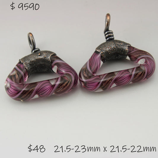 Pink Black Goldstone Helix Twist Triangle with Copper Electroforming