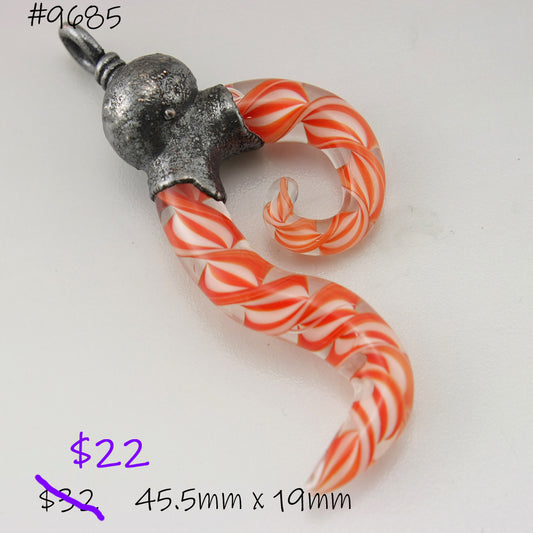 Red White Helix Twist Abstract Focal with Copper Electroforming