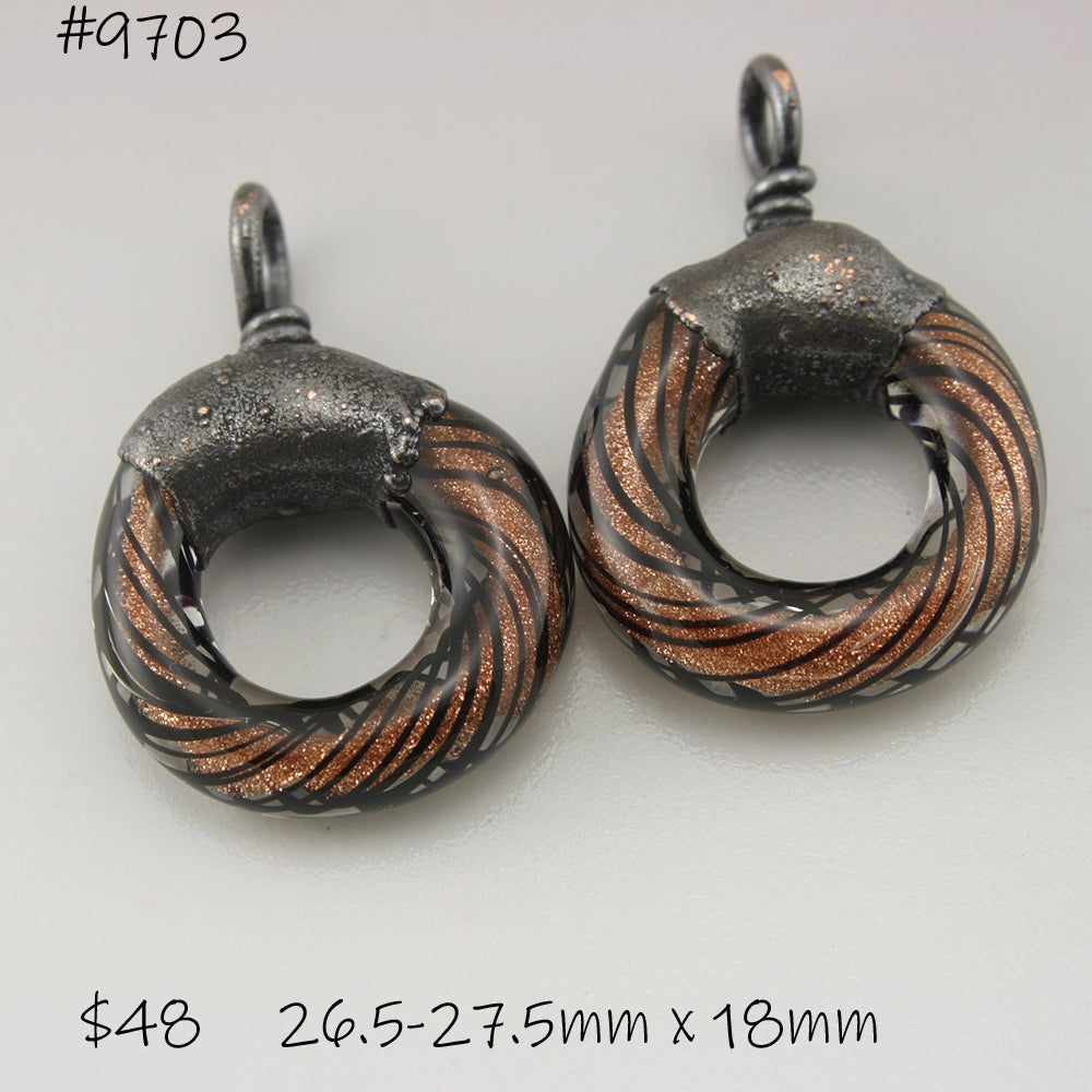 Black Goldstone Twist Circle with Copper Electroforming
