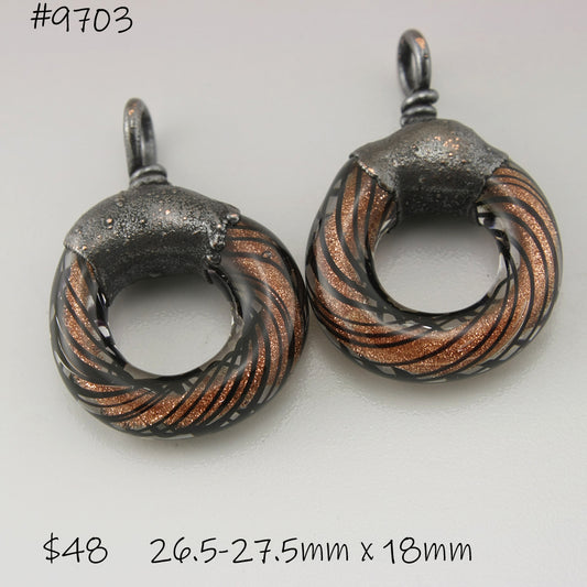 Black Goldstone Twist Circle with Copper Electroforming
