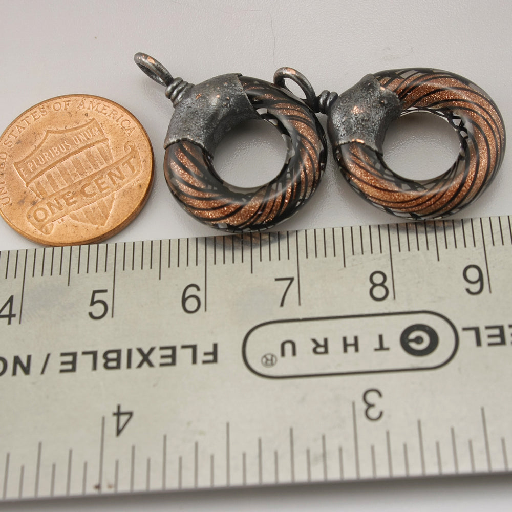 Black Goldstone Twist Circle with Copper Electroforming