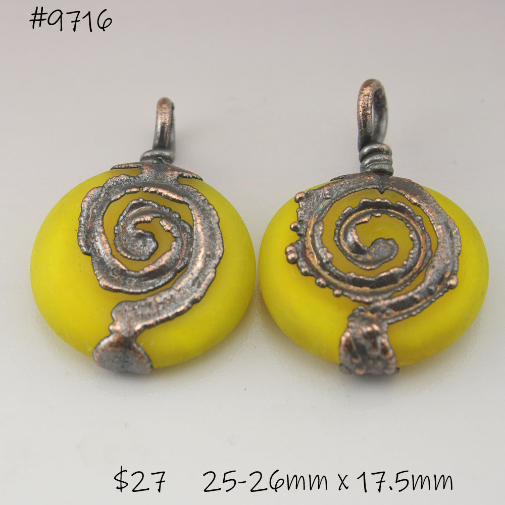 Bright Yellow Lentils with Spiral Copper Electroforming