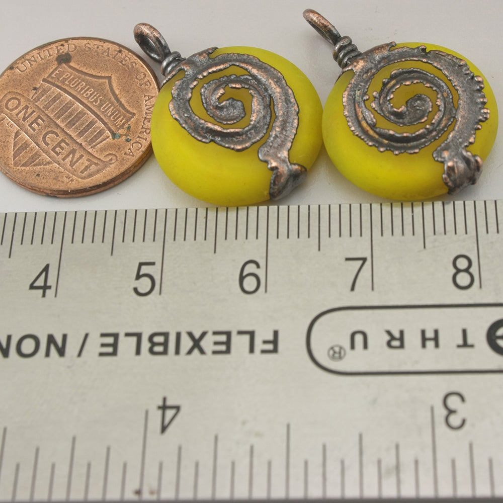 Bright Yellow Lentils with Spiral Copper Electroforming
