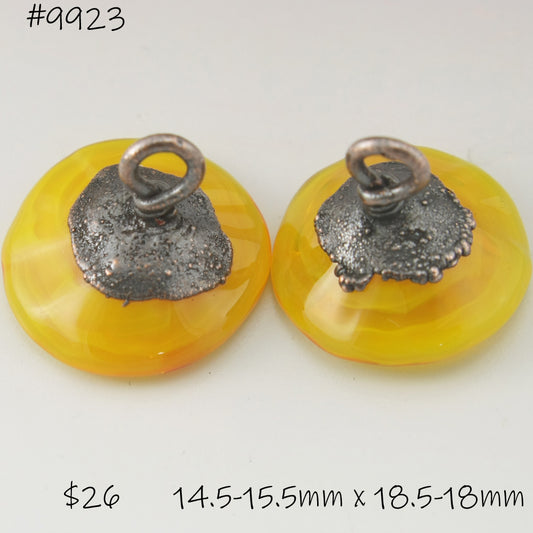 Bright Yellow Orange Bellflowers with Copper Electroforming