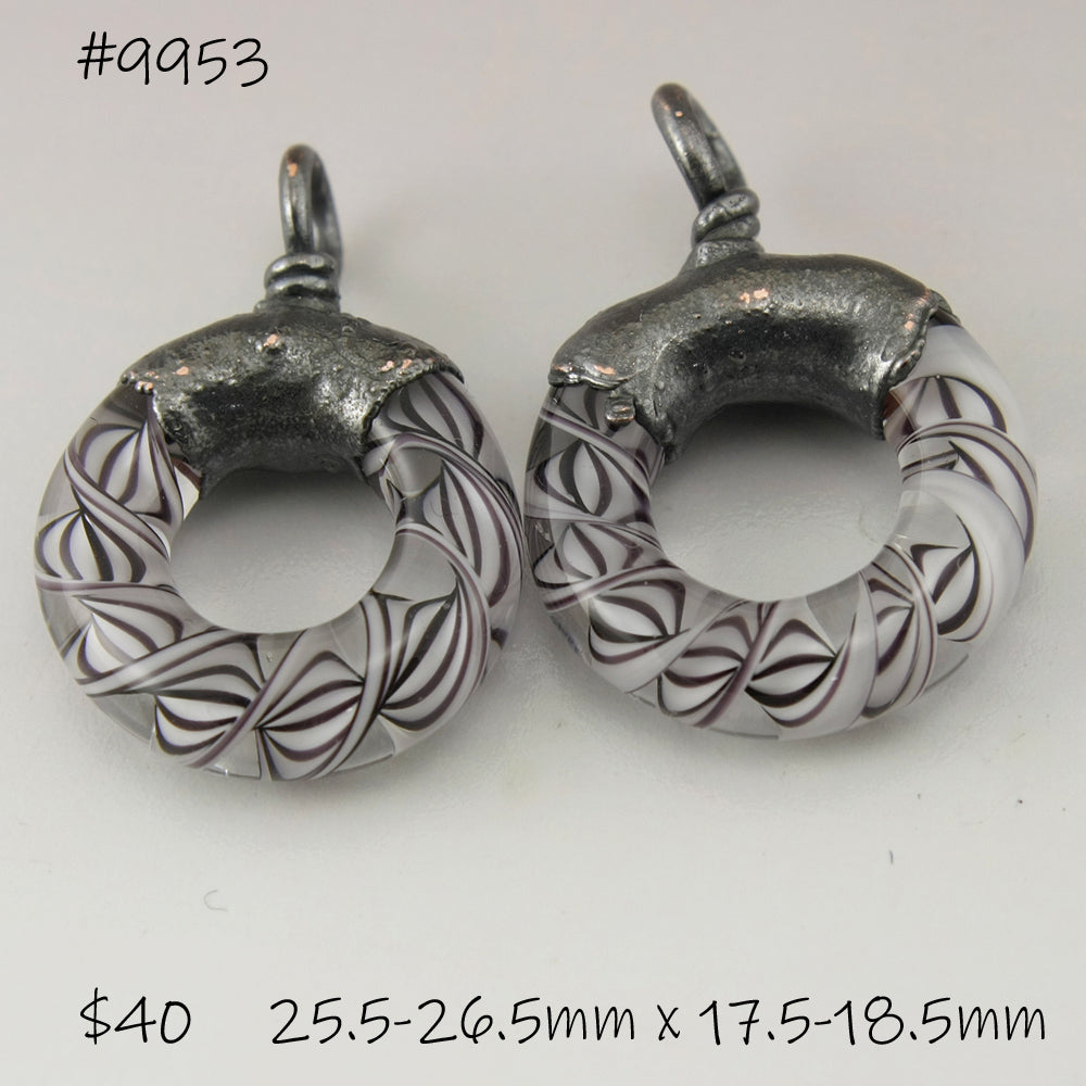 Black and White Helix Twist Circle Pair with Copper Electroforming