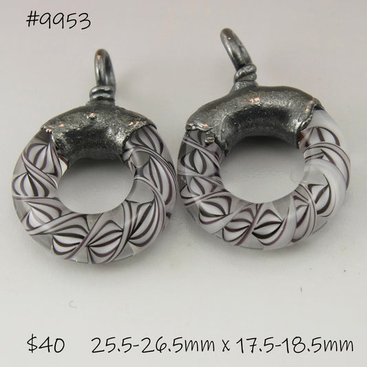 Black and White Helix Twist Circle Pair with Copper Electroforming