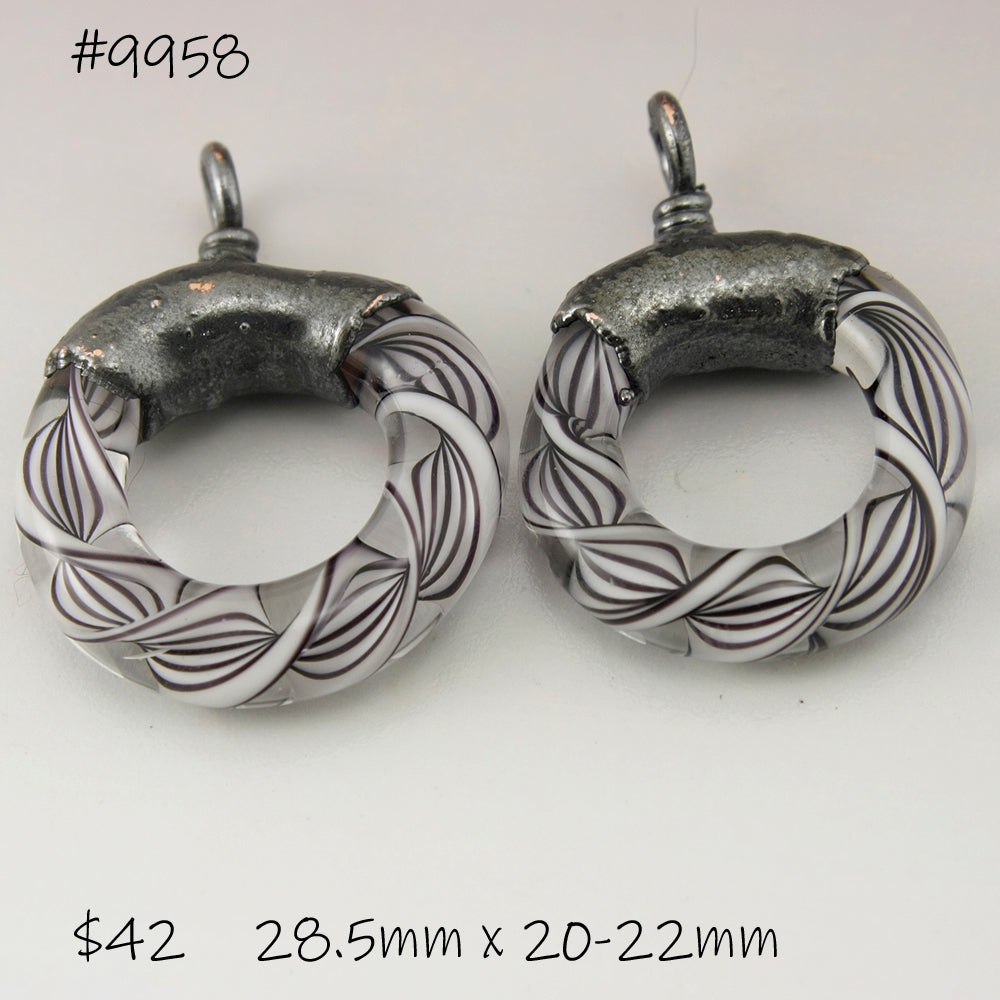 Black and White Helix Twist Circle Pair with Copper Electroforming