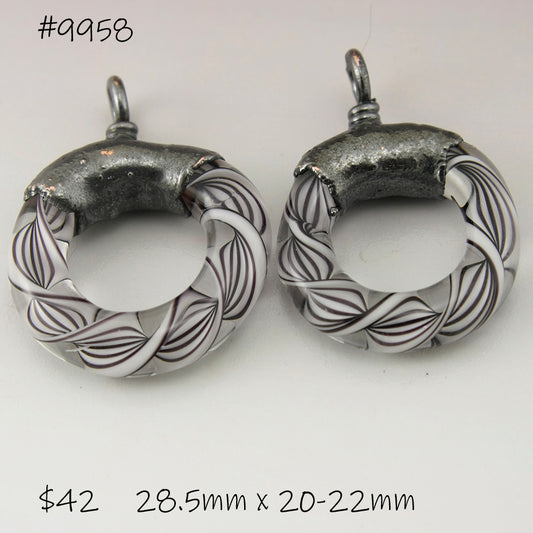 Black and White Helix Twist Circle Pair with Copper Electroforming