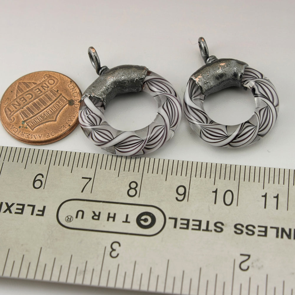 Black and White Helix Twist Circle Pair with Copper Electroforming