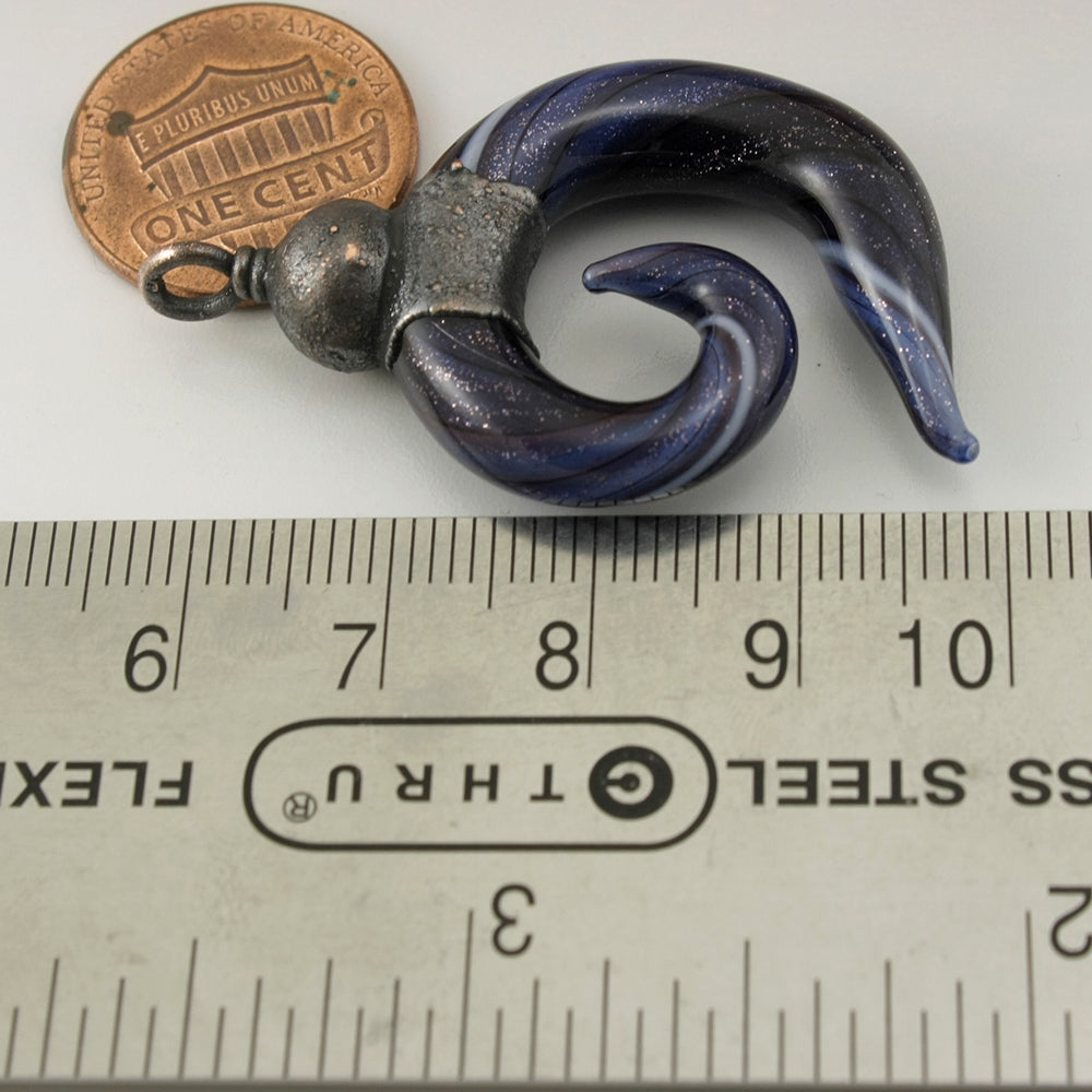 Aventurine with Black stripes Twist Curvy Focal with Copper Electroforming