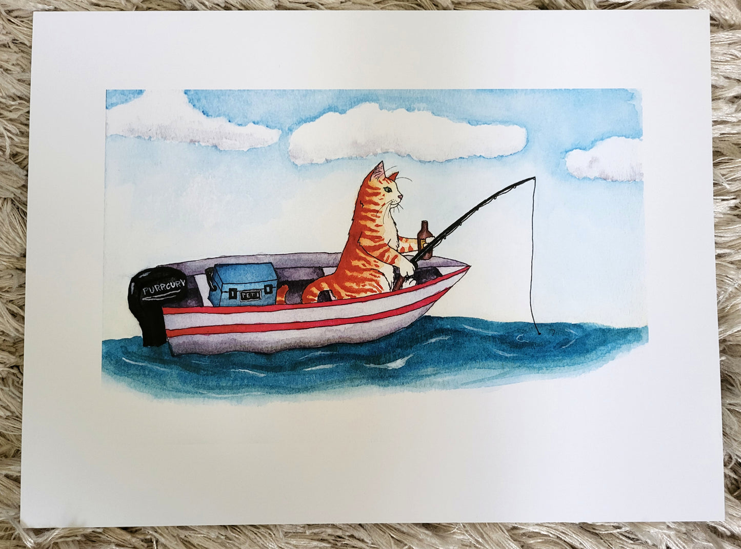 "Fisherman Cat" Print 9" x 12"