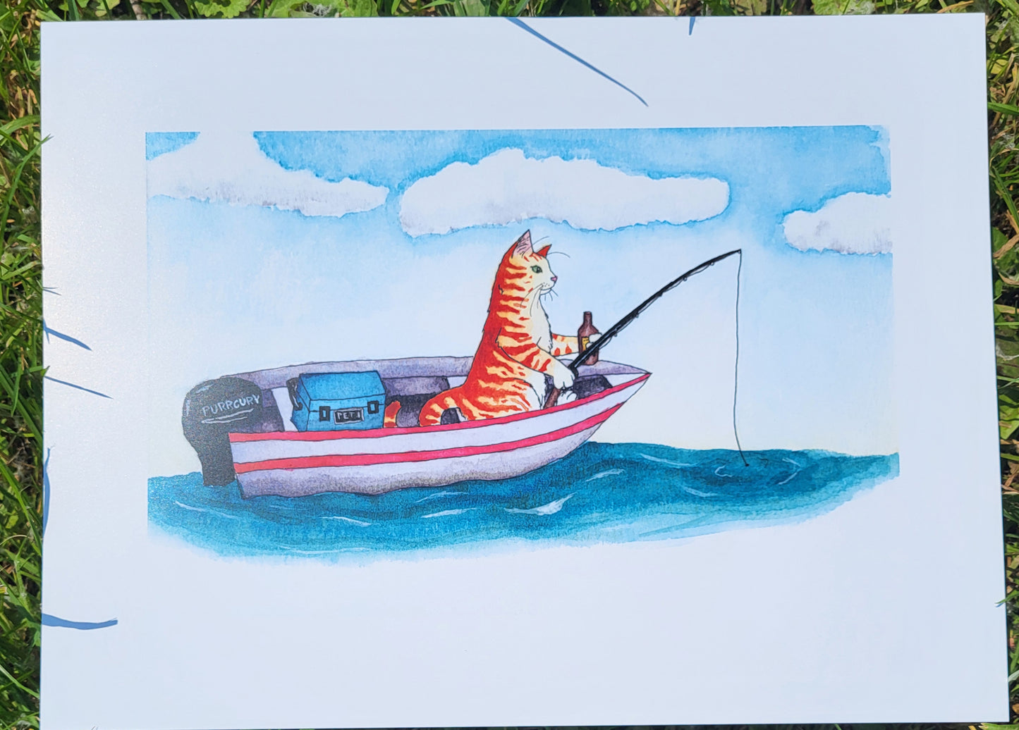 "Fisherman Cat" Print 9" x 12"