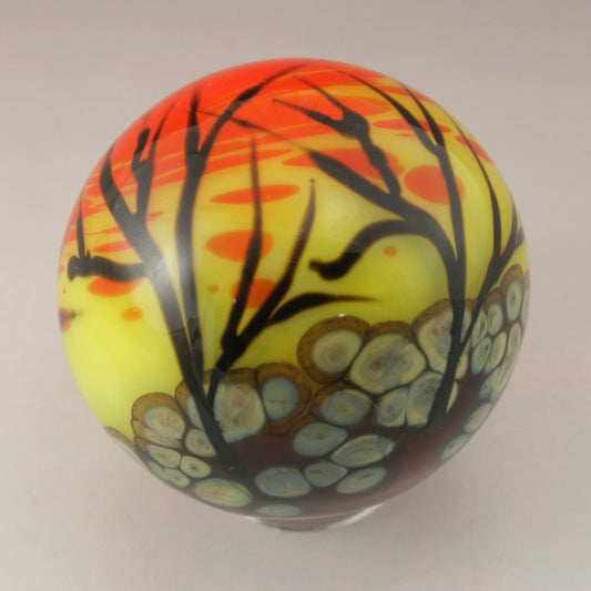 Yellow Orange Spooky Tree Silhouette Marble