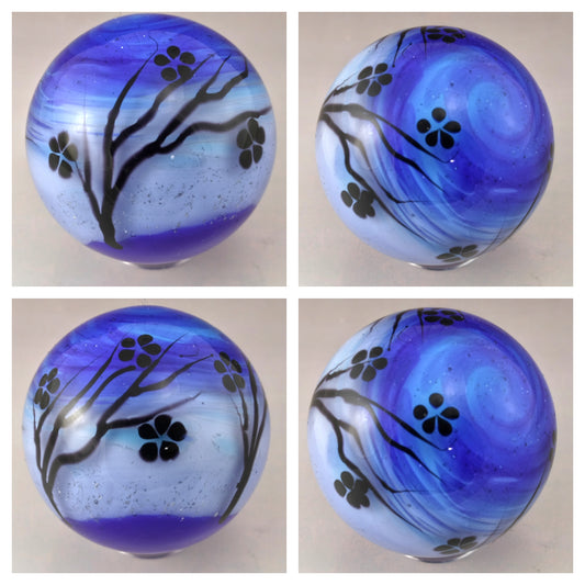Blue Spring Tree Blossom Silhouette Marble