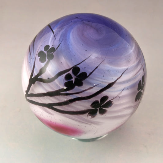 Pink Teal Spring Tree Blossom Silhouette Marble