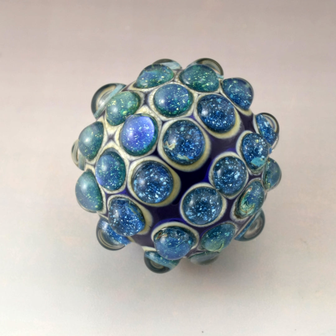 Blue Speckled Luster Hobnail over Blue Marble