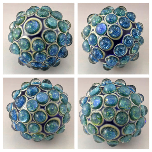 Blue Speckled Luster Hobnail over Blue Marble