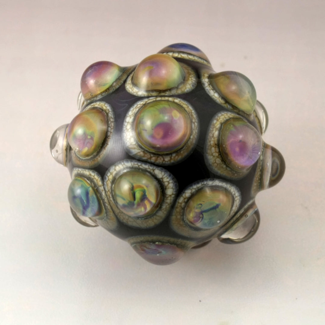 Green Purple Luster Hobnail over Purple Marble