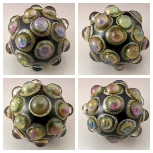 Green Purple Luster Hobnail over Purple Marble