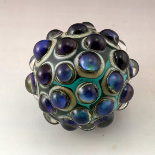 Blue Purple Luster Hobnail over Teal Marble