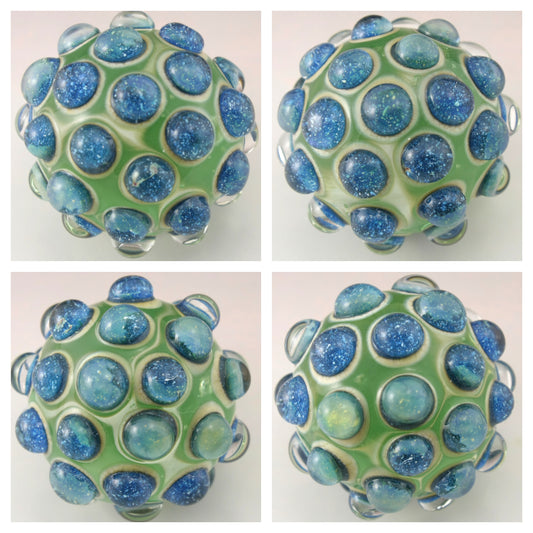 Blue Speckled Luster Hobnail over Pale Emerald Marble