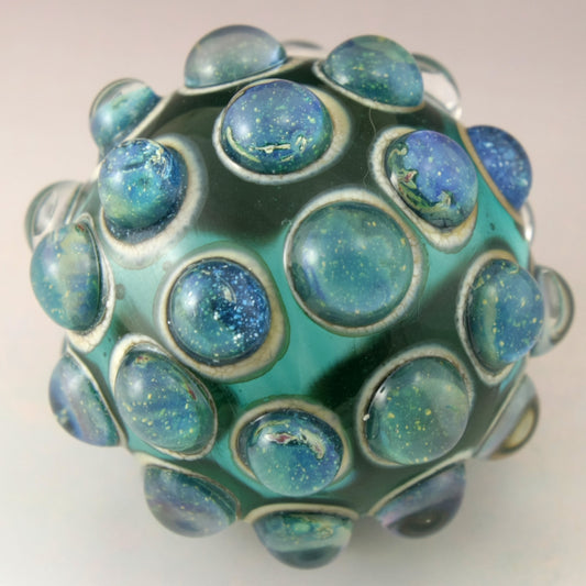 Blue Speckled Luster Hobnail over Teal Marble