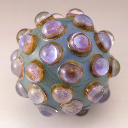 Pink Purple Luster Hobnail over Milky Blue Marble