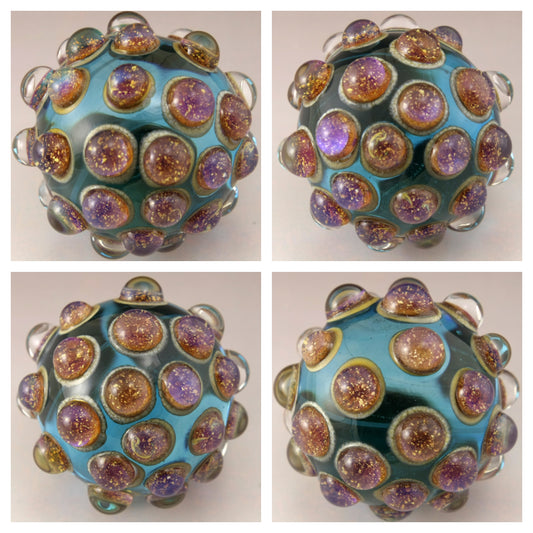 Purple Speckled Luster Hobnail over Teal Marble