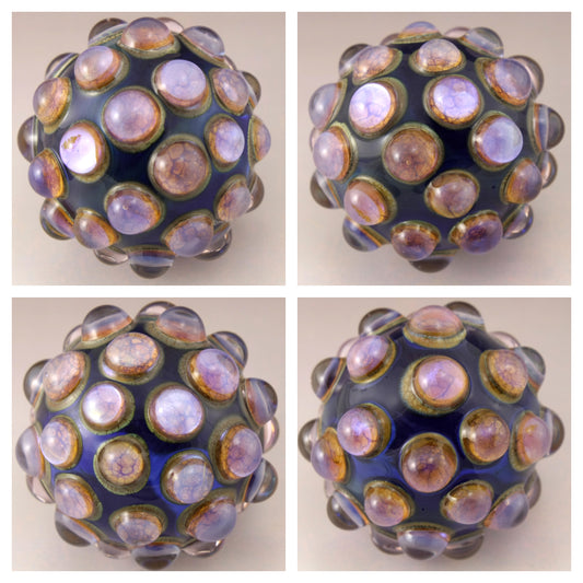 Pink Purple Luster Hobnail over Blue Marble