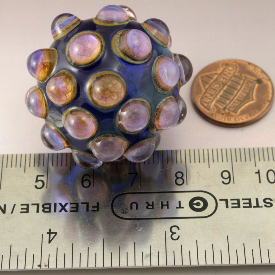 Pink Purple Luster Hobnail over Blue Marble