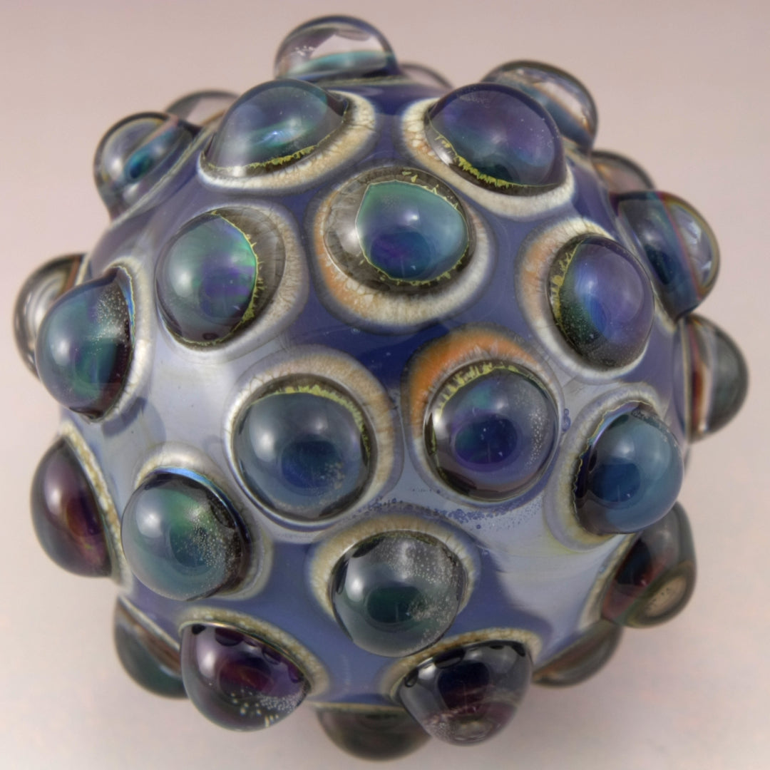 Blue Green Purple Luster Hobnail over Light Blue Marble