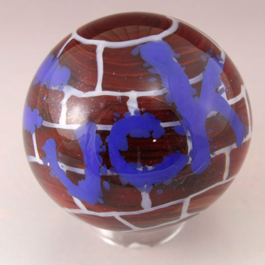 Petite Blue "Fuck" Brick Wall Graffiti Marble