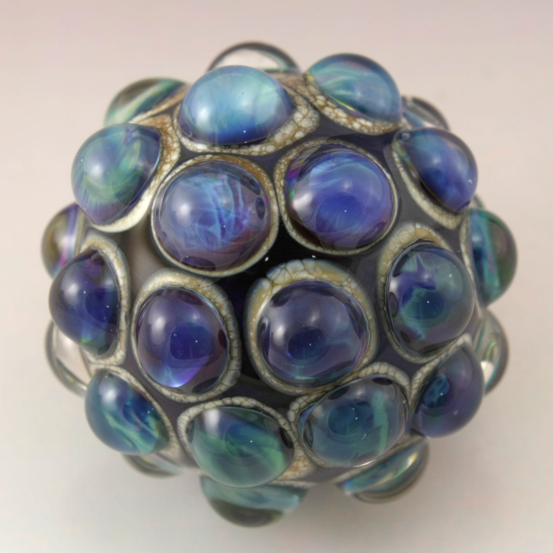 Blue Green Purple Luster Hobnail over Light Blue Marble