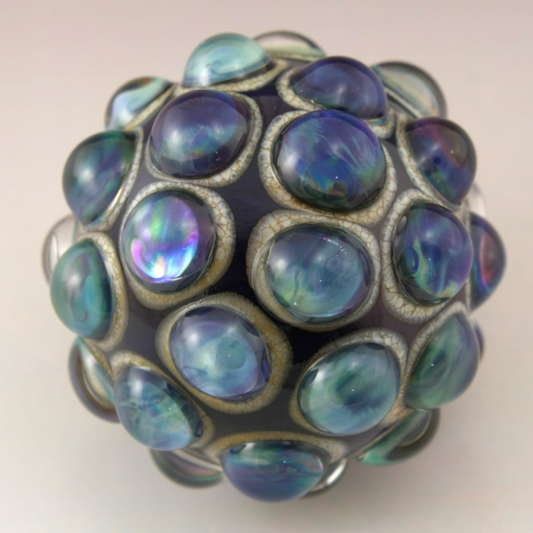 Blue Green Purple Luster Hobnail over Light Blue Marble